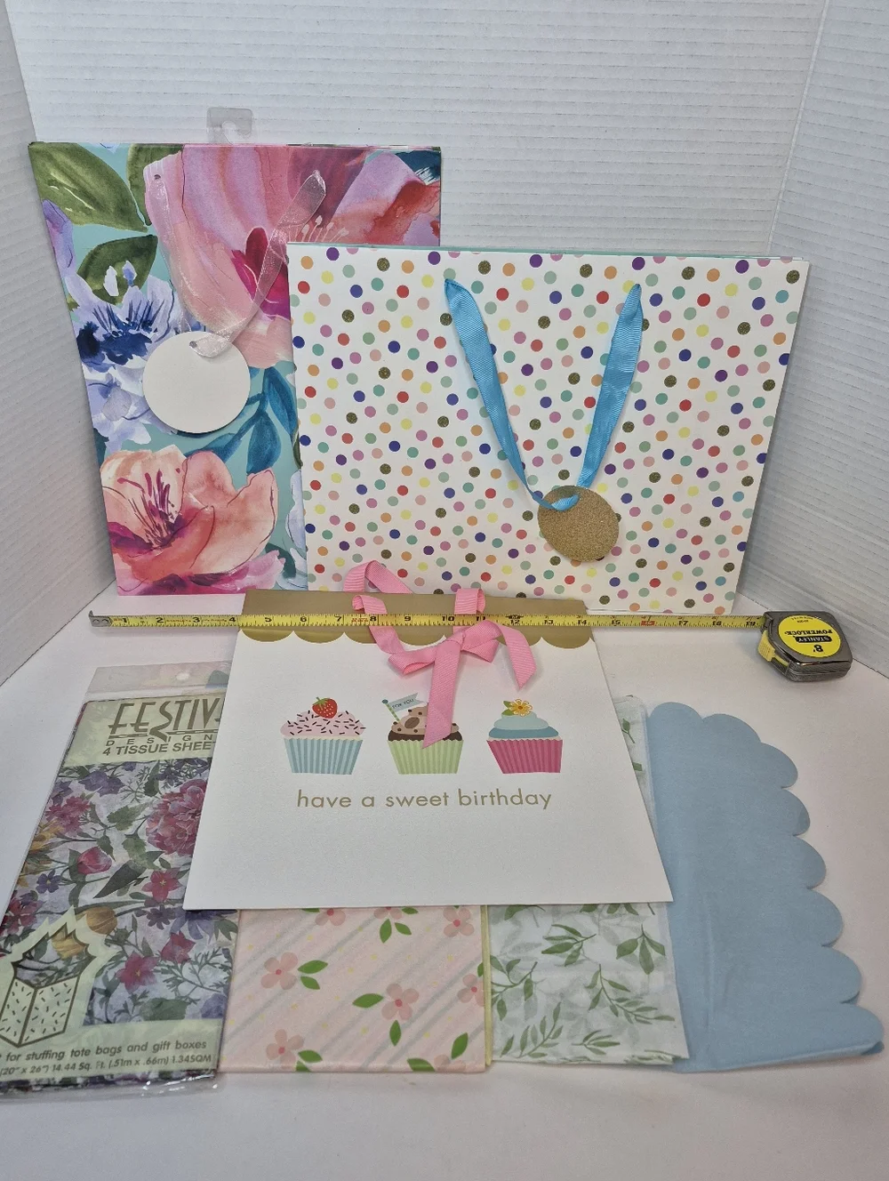 Floral Gift Bags and Tissue Wrapping Lot for Any Occaision and one Birthday